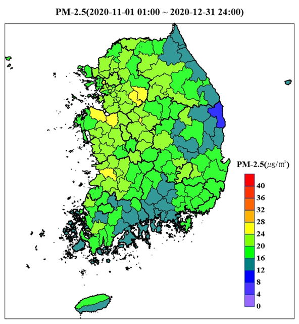 (출처=2020년 기초지자 체별 초미세먼지 연평균 농도 상황, 환경부)